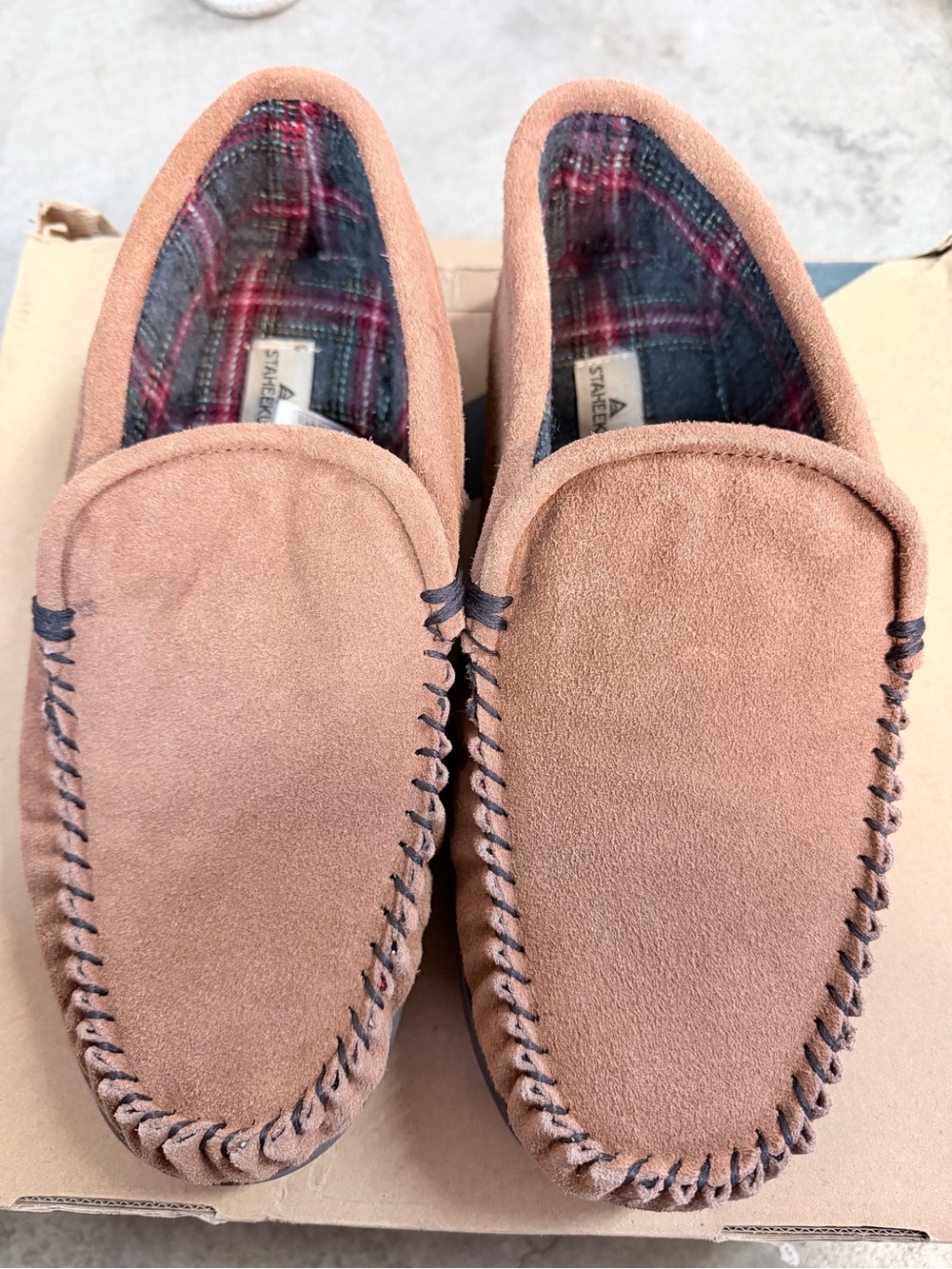 Men's Suede Moccasin Slipper - Tan